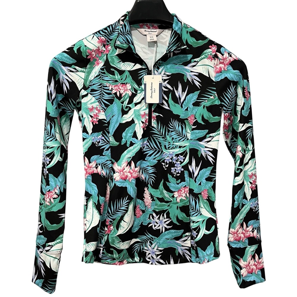 Tommy Bahama Golf Quarter Zip Tropical Pullover Womens XS Long Sleeve UPF 50 NWT